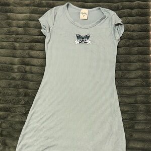 Lily Bleu Gray Casual Kids Dress with Butterfly Design